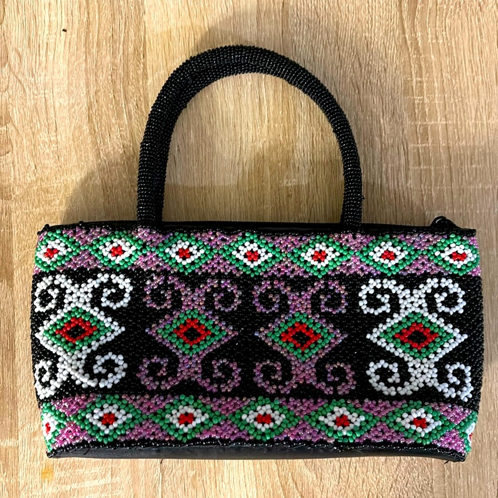 Beaded Handbag small tote - handcrafted